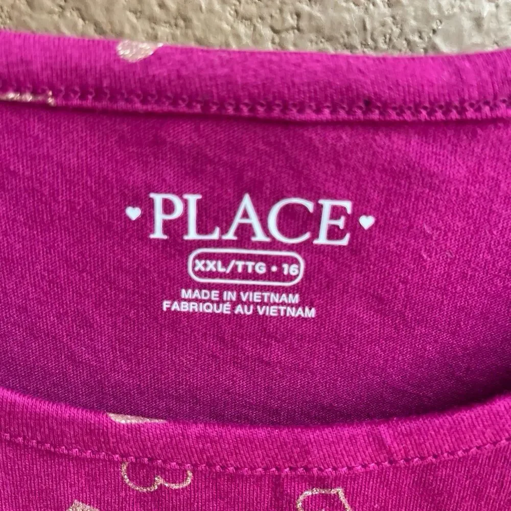 NWT The Children’s Place Pink Dress with Gold Hearts Girls Size XXL - Picture 2 of 5